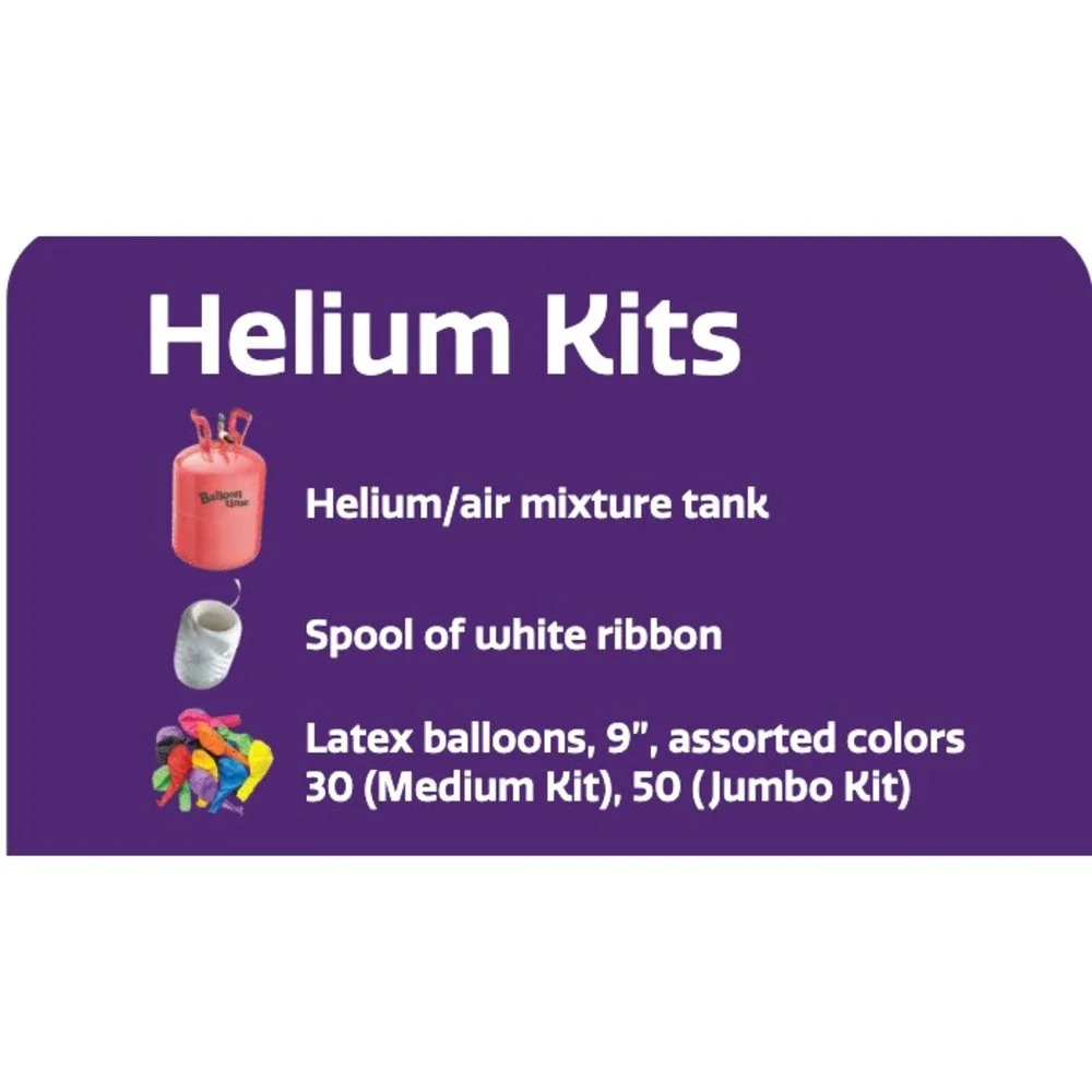 Balloon Time Helium Tank Kit - 30 Balloons Included & Spool Of White Ribbon NEW‎